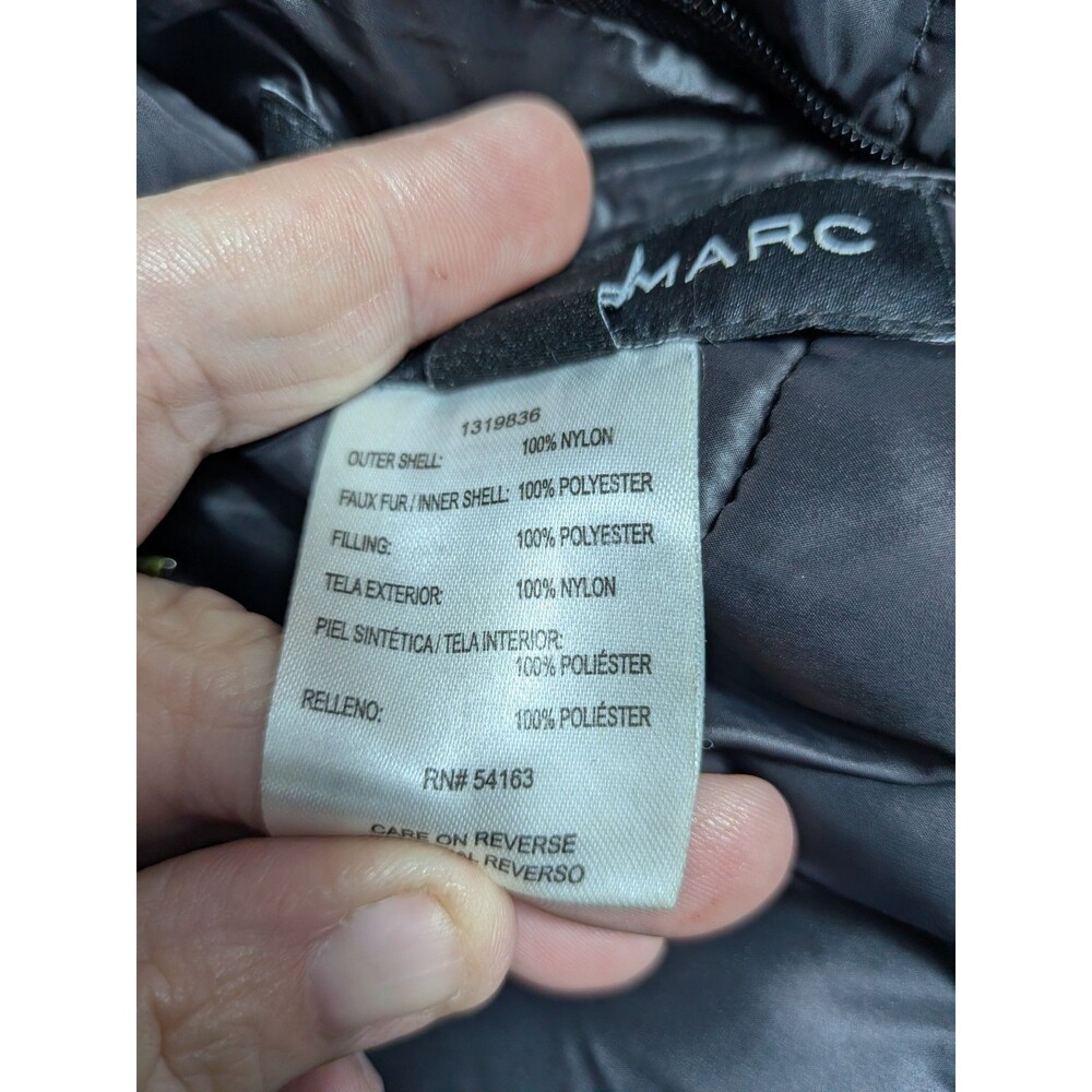 Andrew Marc Black Puffer Jacket Faux Fur Lined Hooded Coat Size L - Picture 9 of 11